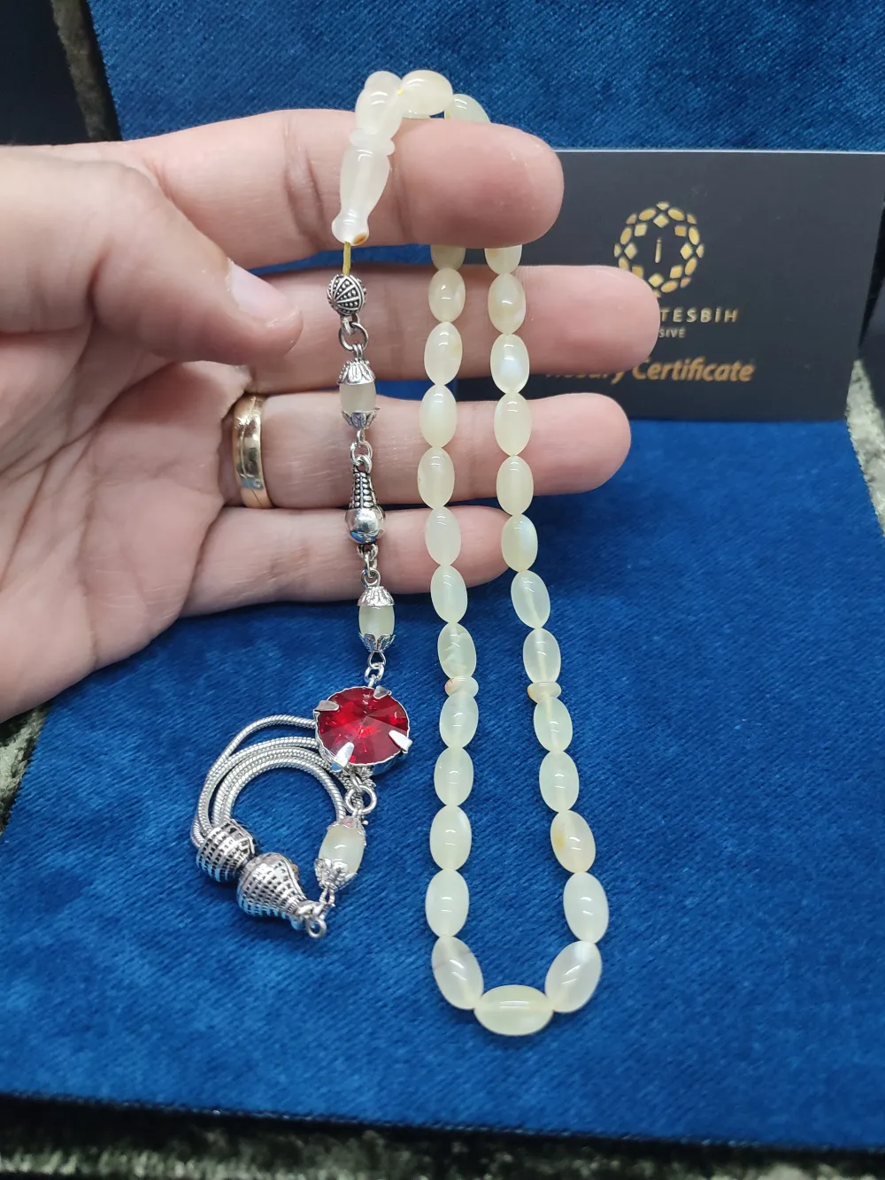 Ahşap Kutulu 475 Ayar Gümüş Püsküllü Kali̇ngrad Kaya Damla 8.32 Gr. küçük resim 5