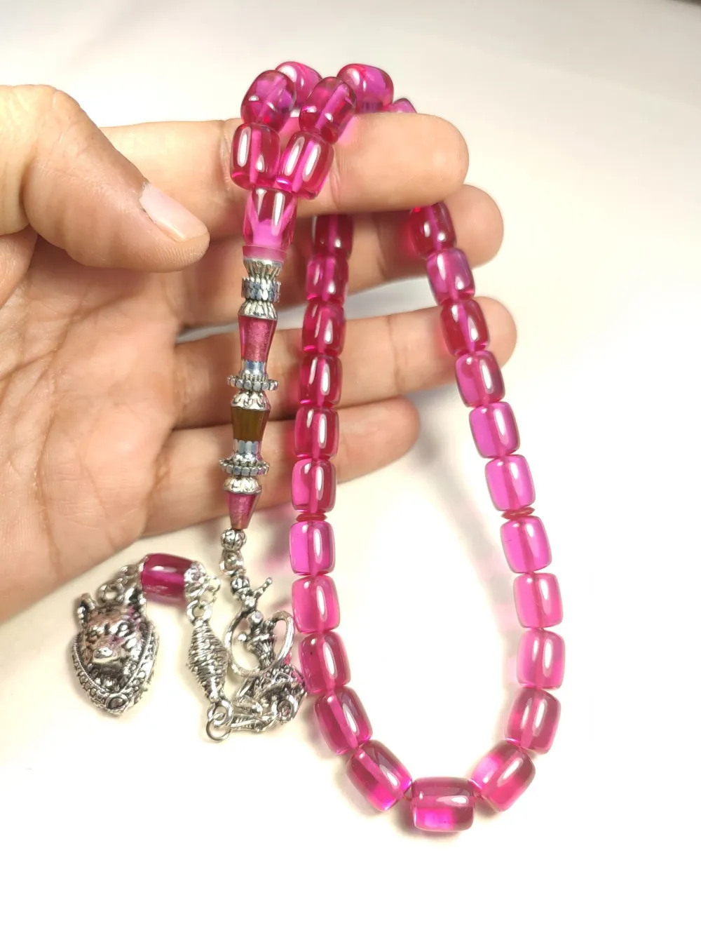 Nargi̇le Ve Kurt Başlı Püsküllü 925 Ayar Gümüş Nakkaş Alman Zar küçük resim 4