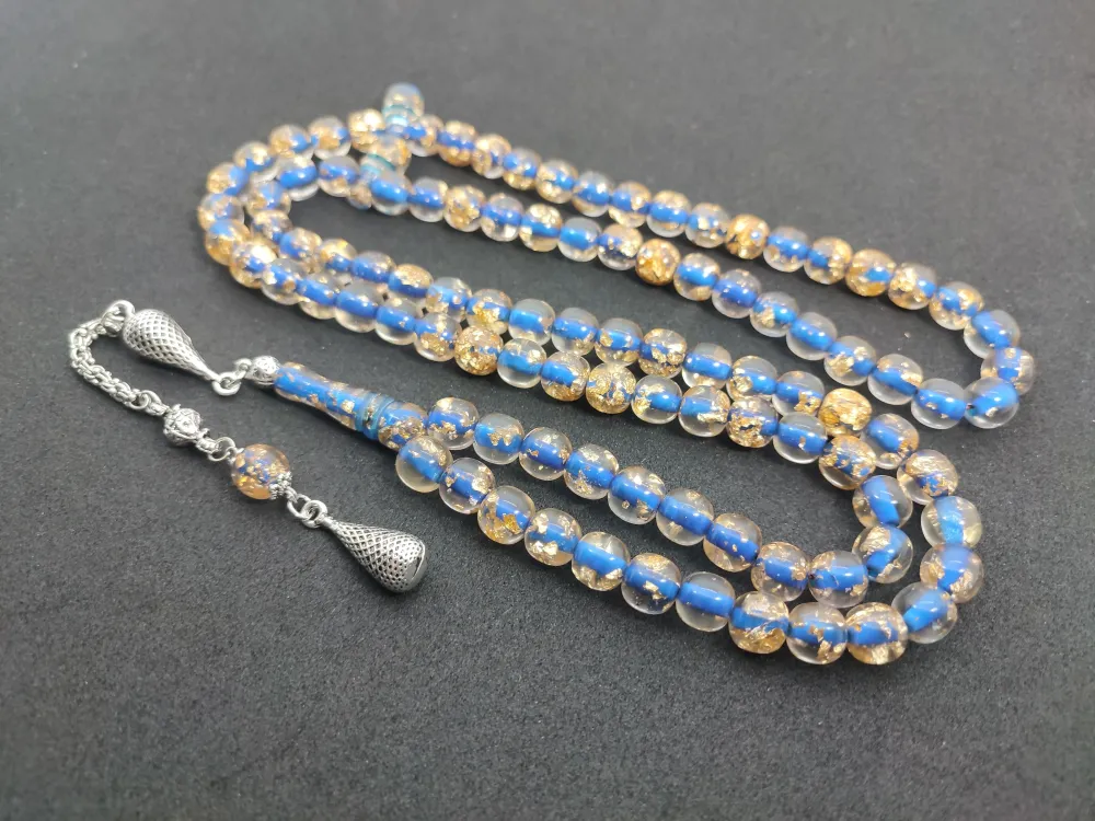 Furkan Gül Usta Eseri̇ Yeni̇lebi̇li̇r Altın Parcacıklı Ateş Kehri̇bar Namaz Tesbi̇hi̇ küçük resim 2