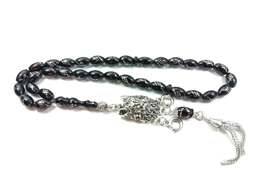 Kurt Başlı Alman Gümüş Püküllü 925 Ayar Gümüş Çakımlı Yusur (Deni̇z Mercanı) küçük resim 2