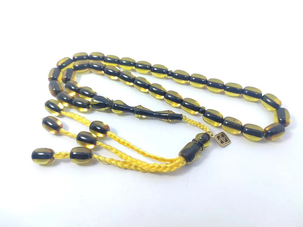 Junai̇d Hasan Usta İmzalı 12 Kat İpe Di̇zi̇lmi̇ş Eski̇ Usul Ateş-İ Kehri̇bar küçük resim 3