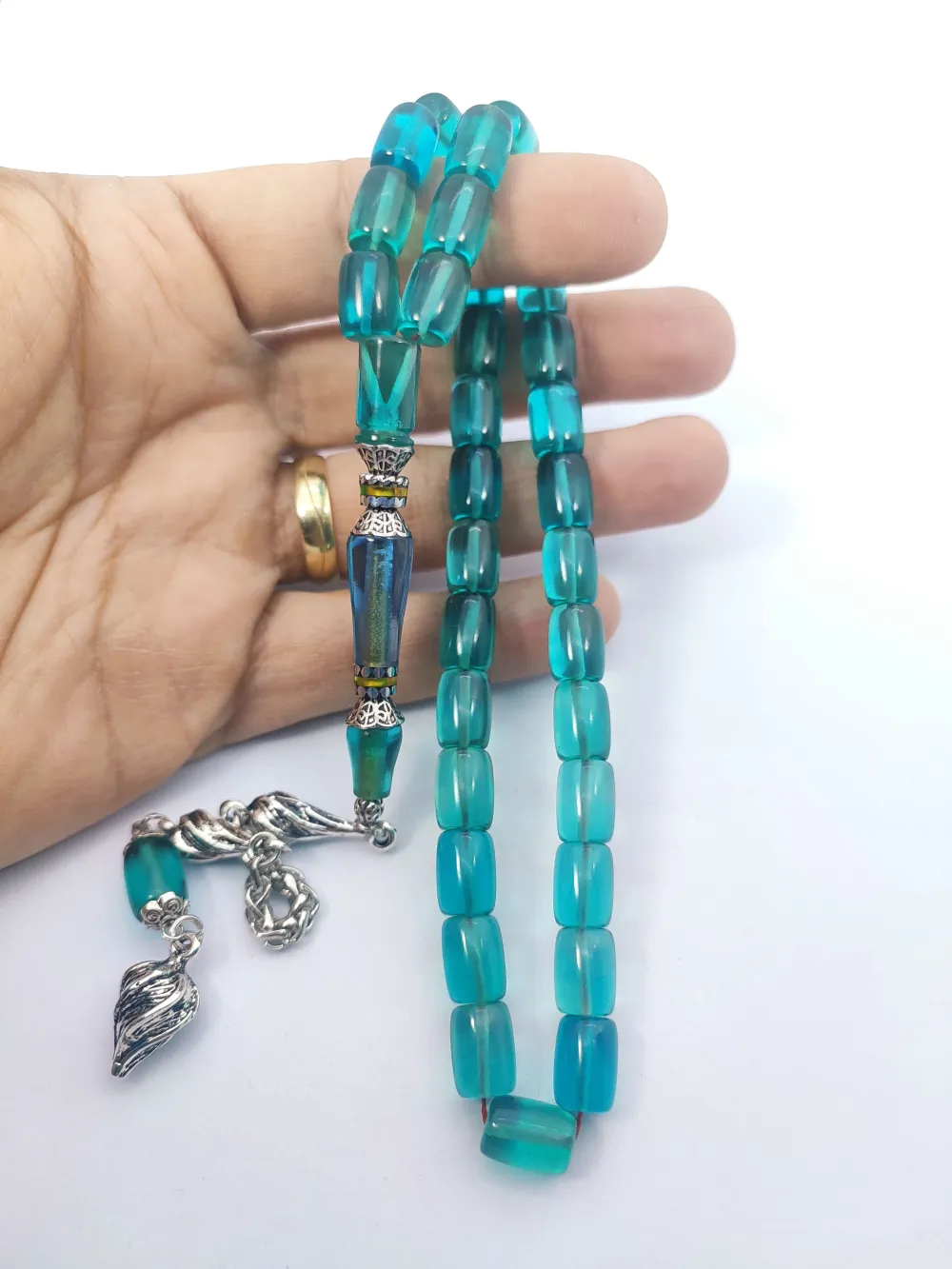 925 Ayar Gümüş Nakkaş Çi̇ft Kat Torna Çi̇ft Ci̇lalı Alman Zar Kehri̇bar küçük resim 4