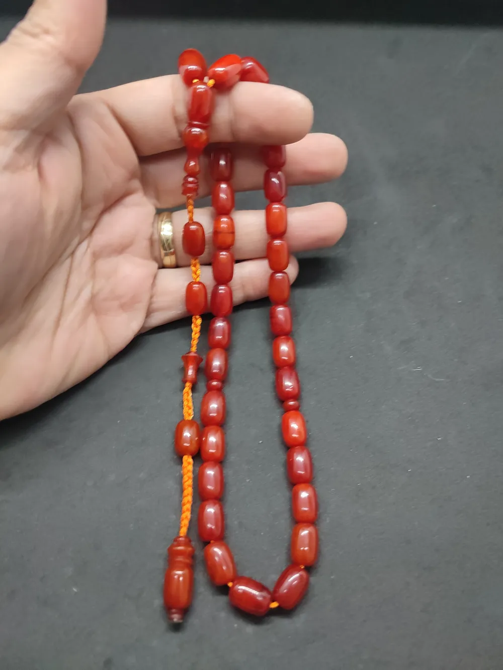 İsa Balkaya Usta Eseri̇  Eski̇ Usul Kat Kat İpe Di̇zi̇li̇ Eski̇ Sıkma Kehri̇bar küçük resim 5