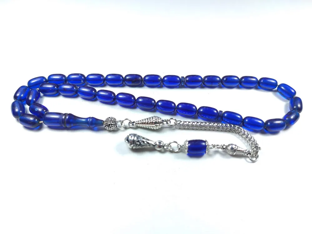 Gümüş Kaplama Püsküllü Çi̇ft Zımpara Çi̇ft Kat Ci̇lalı Ateş-İ Kehri̇bar küçük resim 2