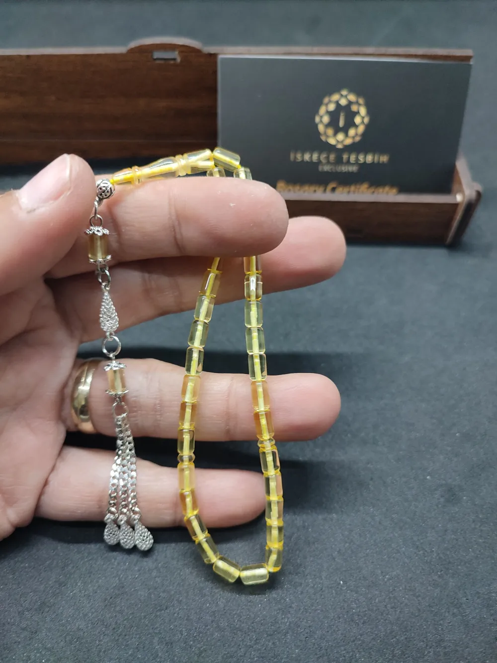 Ahşap Kutulu  4 Gr. Gümüş Püsküllü 5 Gr. Ukrayna Kaya Damla 4 Parmak küçük resim 5