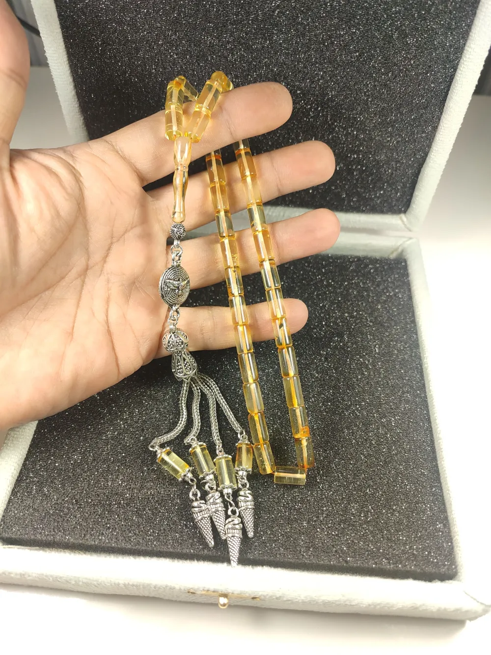 Gümüş Püsküllü Özel Kadi̇fe Kutulu 17 Gr  Li̇tvanya Kaya Damla küçük resim 4