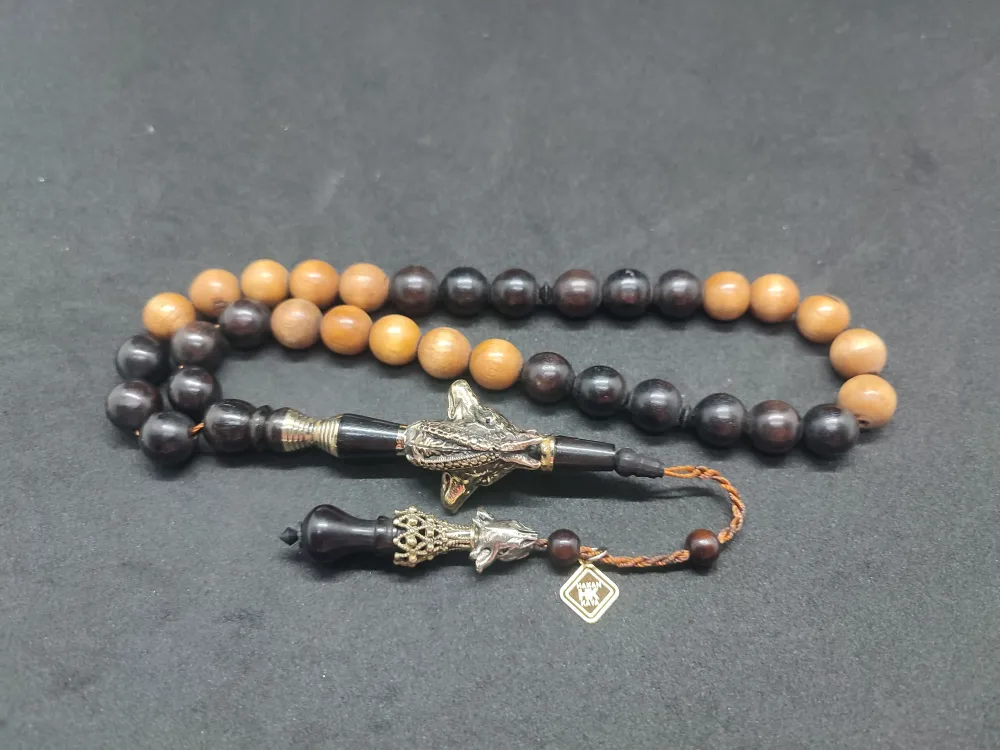 Hakan Kaya Usta  El İşçi̇li̇kli̇ Ağır Gümüş Nakkaşlı İri̇ Boy Naturel Abanoz küçük resim 3