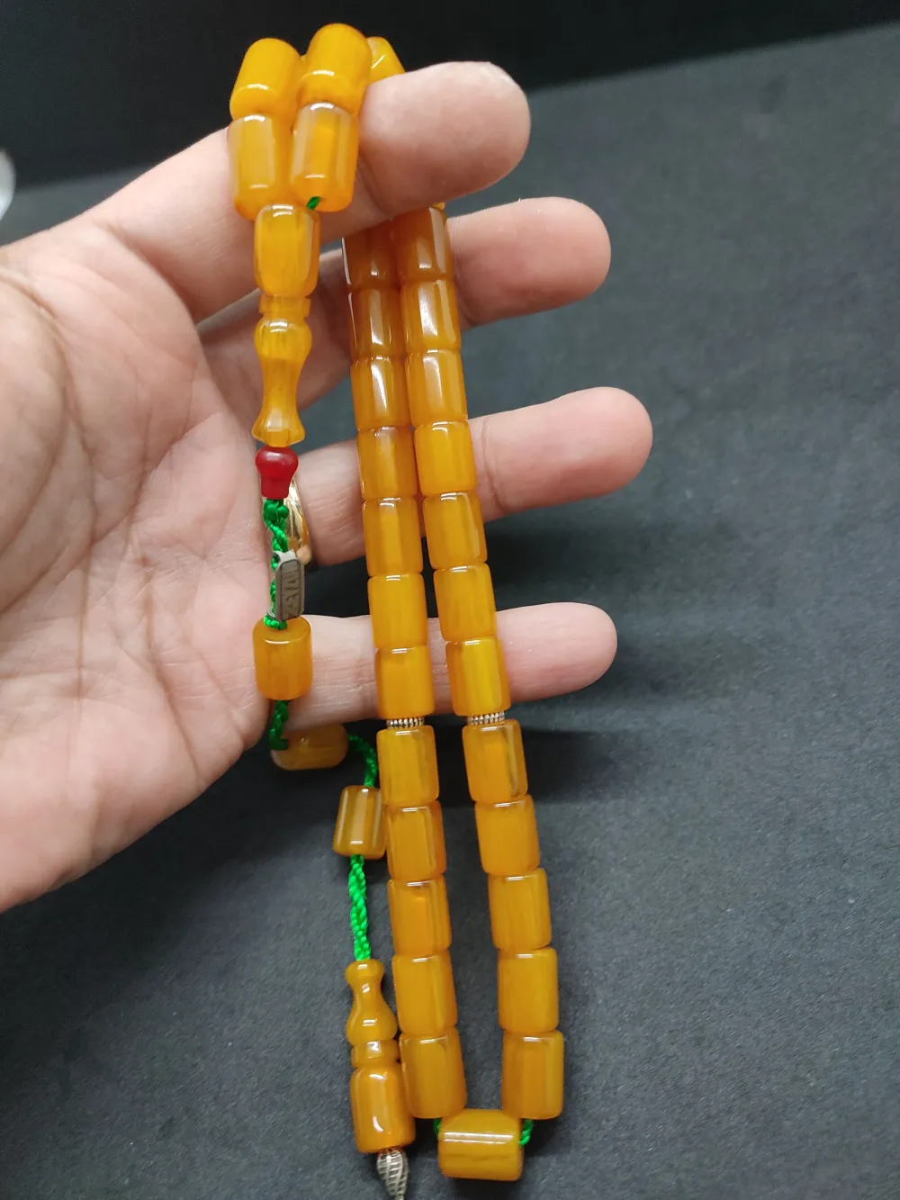 Zeyzun Usta Eseri̇ Di̇k Damar (İmza Çi̇vi̇ Ara Pulları Gümüş) Sıkma Kehri̇bar küçük resim 2