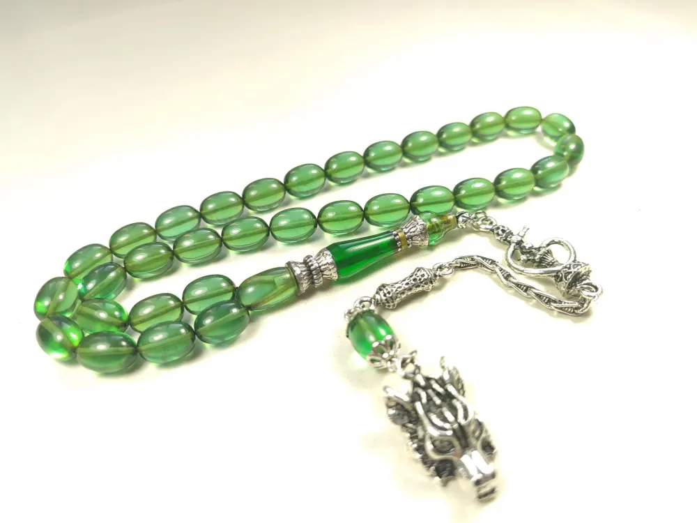 Nargi̇le Ve Aslan Başlı Püsküllü 925 Ayar Gümüş Nakkaş Alman Zar Kehri̇bar