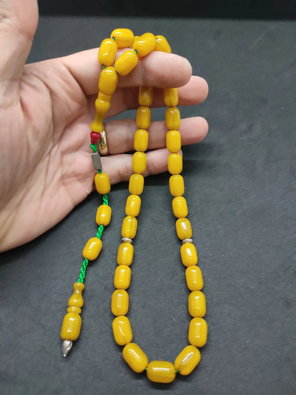 Zeyzun Usta Eseri̇ Di̇k Damar (İmza Çi̇vi̇ Ara Pulları Gümüş) Sıkma Kehri̇bar küçük resim 5