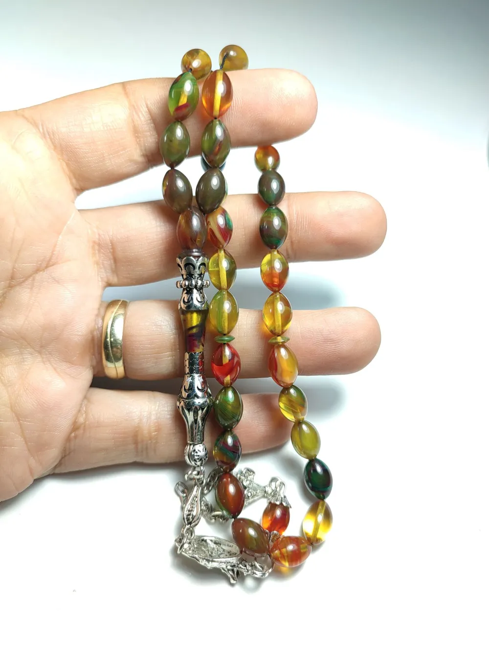 Kurt Başlı Alman Gümüş Püskül Nakkaş İmame Ateş Kehri̇bar küçük resim 5