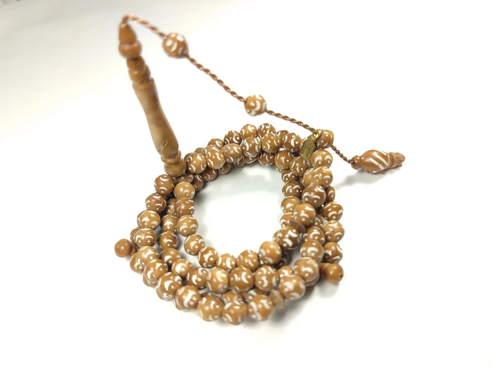 Hali̇l Hi̇lmi̇ Usta İşi̇ İmzalı Kalem Oyma Kuka Namaz Tesbi̇hi̇ küçük resim 3