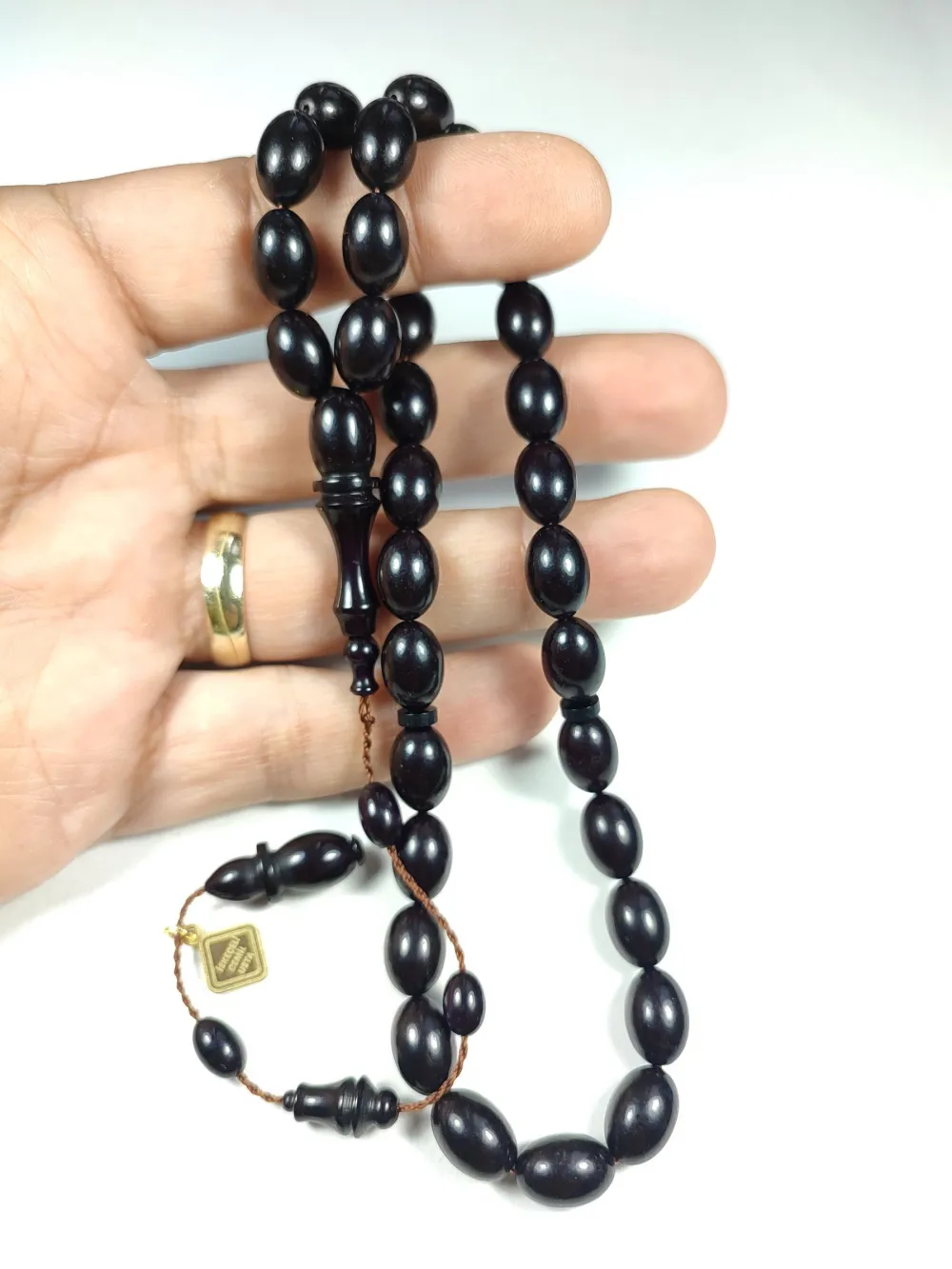 İskeçeli̇ Cemi̇l Usta İşi̇ İmzalı  İnci̇ Si̇yahı Sıkma Kehri̇bar küçük resim 4