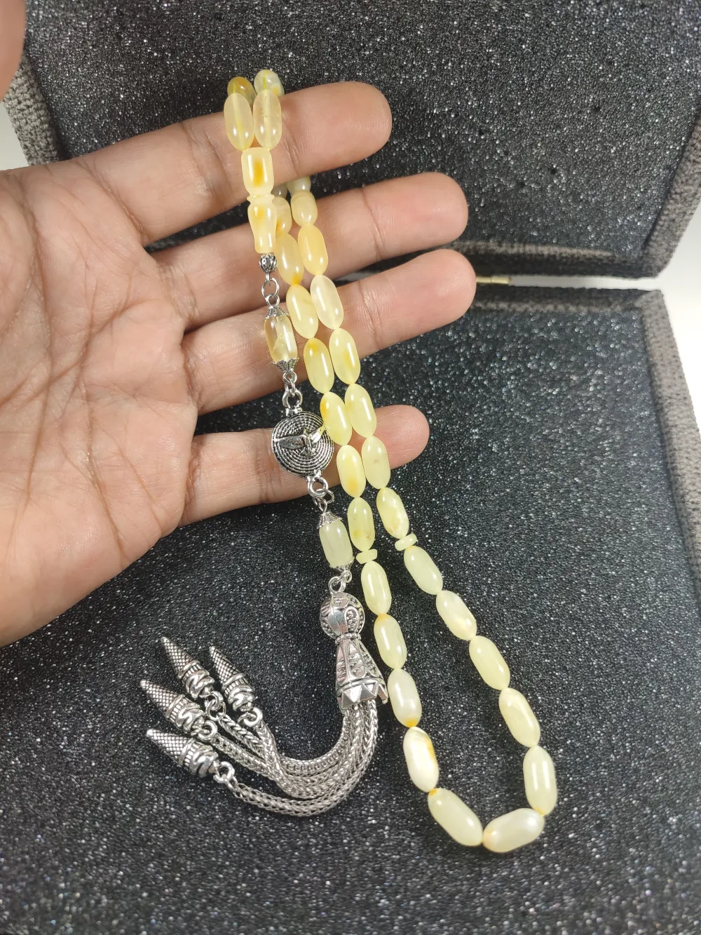 Gümüş Püsküllü Özel Kadi̇fe Kutulu 13.05 Gr  Baltık Kaya Damla küçük resim 5