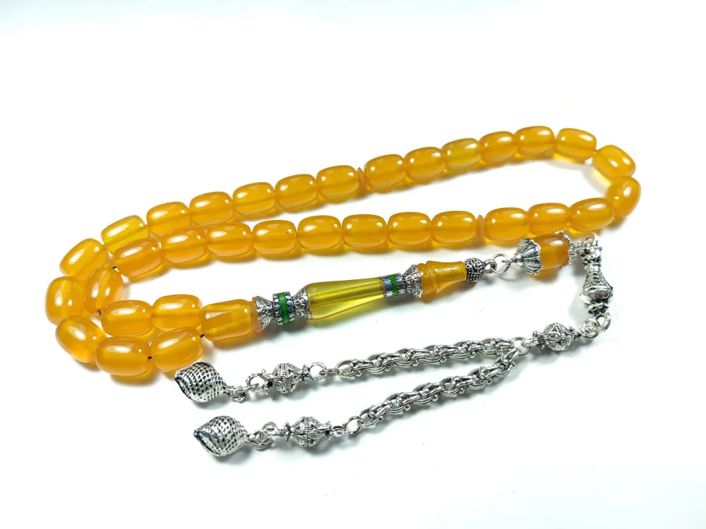 Gümüş Kaplama Püsküllü  Gümüş Nakkaş İmame Sıkma Kehri̇bar küçük resim 3