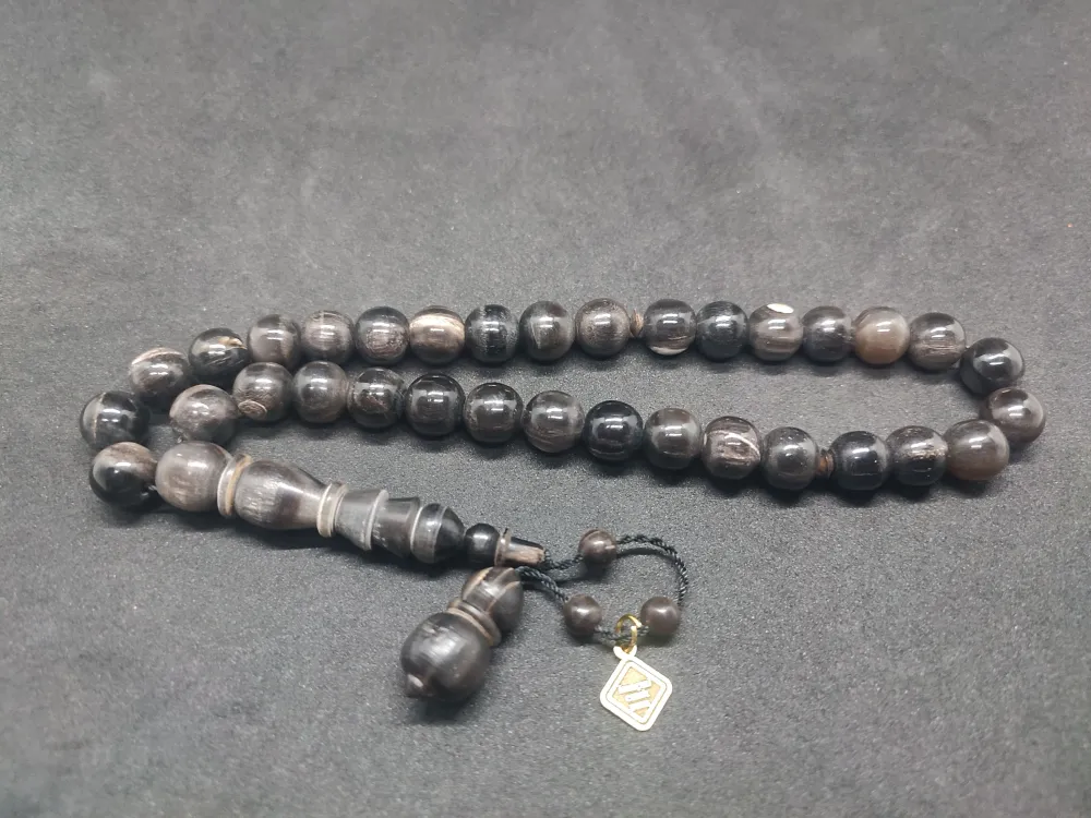 İskeçeli̇ Cemi̇l Usta Eseri̇ İmame Hi̇tame Eski̇tme Yapılmış Bufalo Boynuzu küçük resim 2