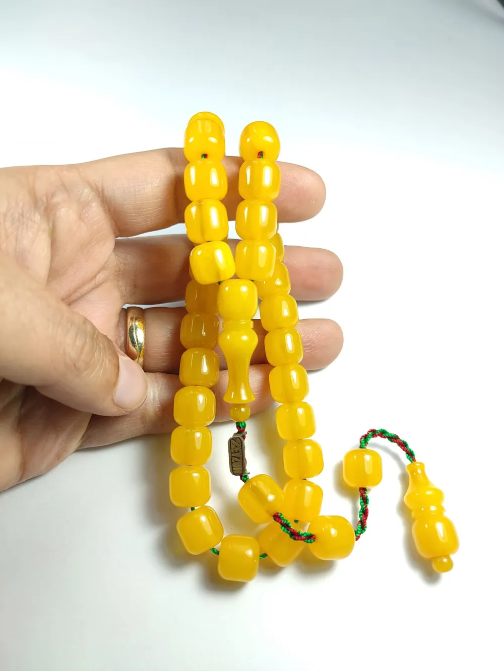 Mahmud Zeyzun Usta İşi̇ İmzalı Mühürlü (İmzası Gümüştür) Sıkma Kehri̇bar küçük resim 4