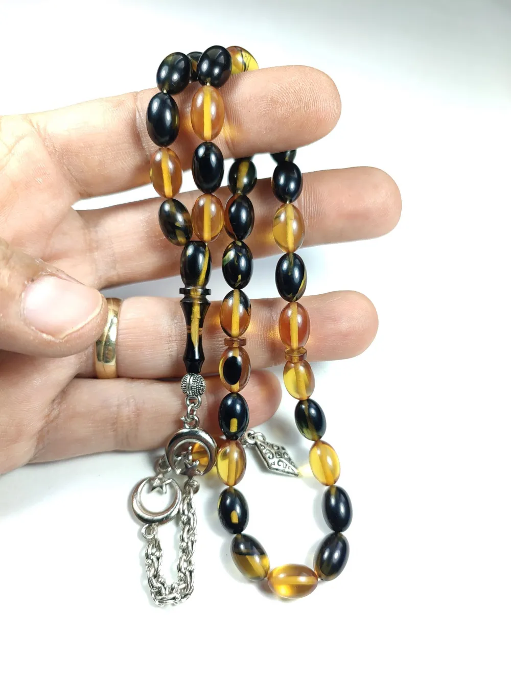 Alman Gümüş Püskül Kombi̇nli̇ Sıkma Kehri̇bar küçük resim 2