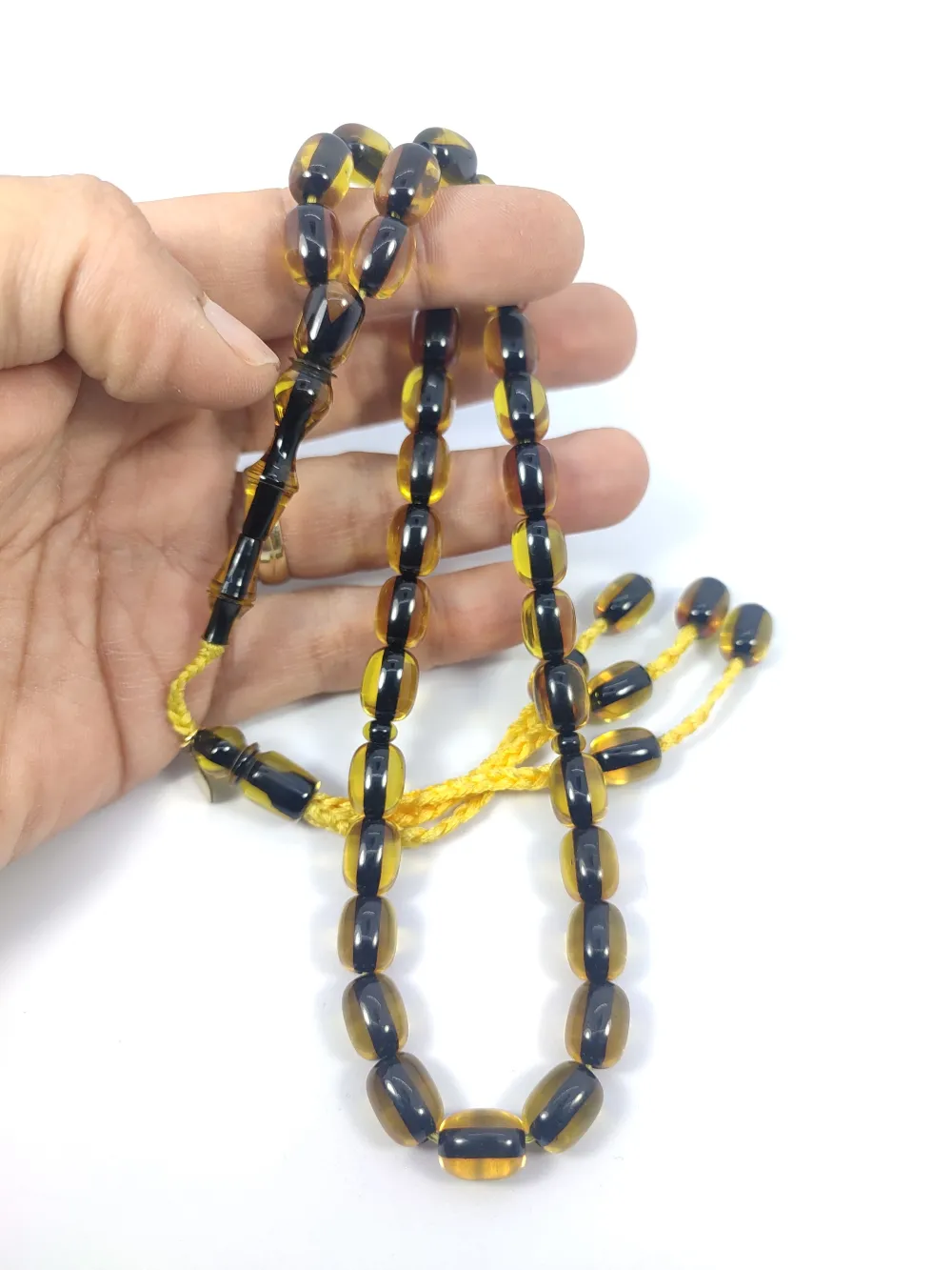 Junai̇d Hasan Usta İmzalı 12 Kat İpe Di̇zi̇lmi̇ş Eski̇ Usul Ateş-İ Kehri̇bar küçük resim 4