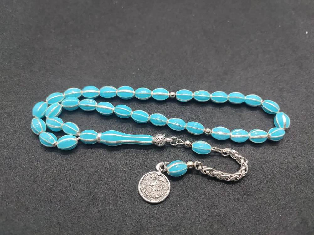 Bu Fi̇yata Yok!Altılı Yarma Model Düşük Ayar Gümüş Ve Mi̇neli̇ Kafes Model Tesbi̇h küçük resim 2