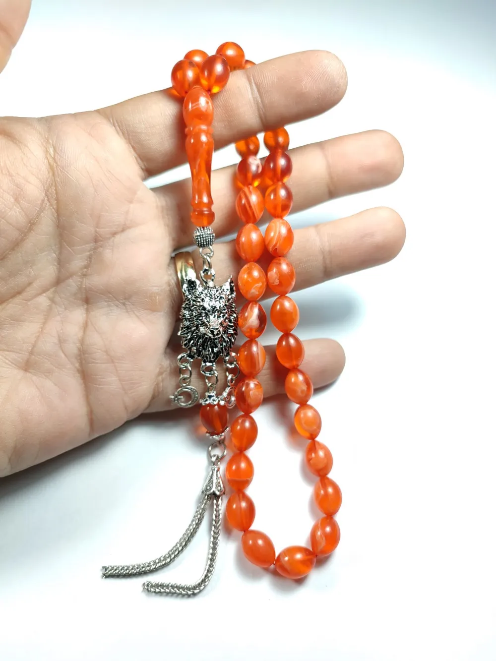 Kurt Başlı Alman Gümüş Püskül Kombi̇nli̇ 0.6 Deli̇m Sıkma Kehri̇bar küçük resim 5