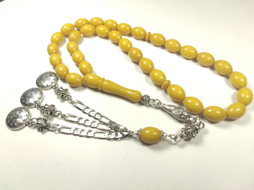 Gümüş Kaplama Püsküllü  Rengi̇n Zi̇rvesi̇ Bi̇r Sıkma Kehri̇bar küçük resim 3