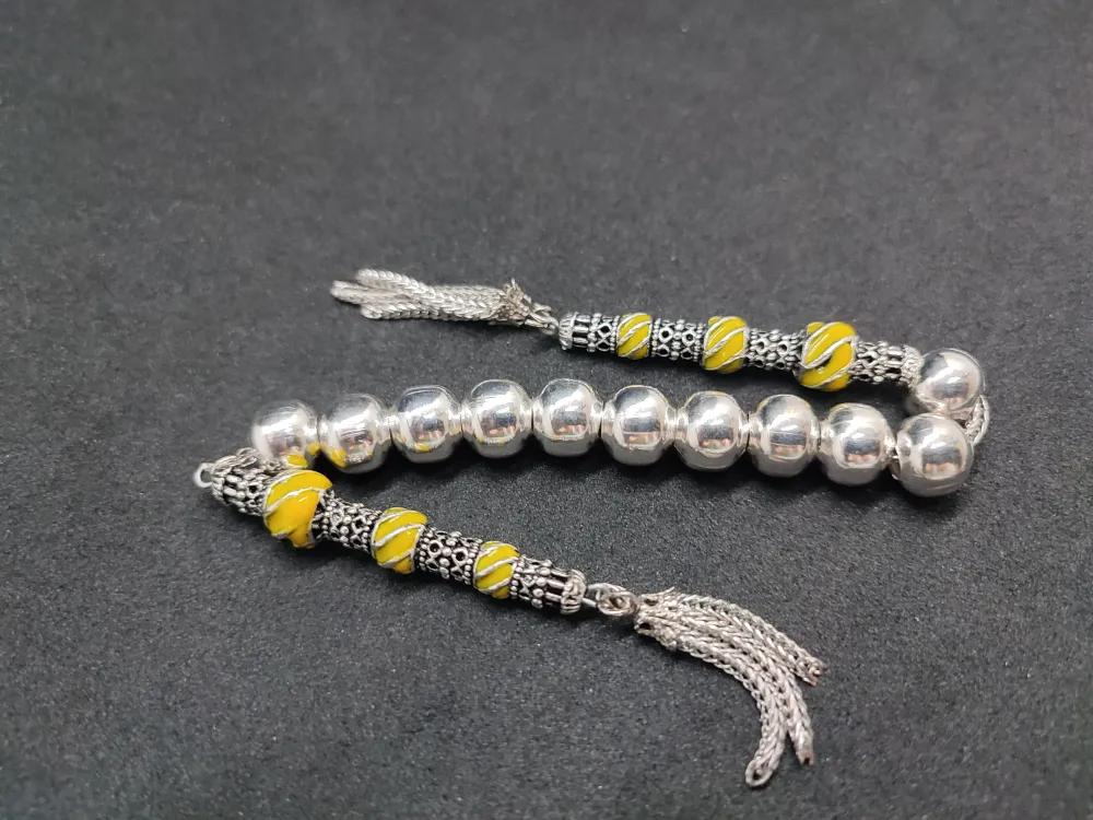 Bu Fi̇yata Yok! Çi̇ft Nakkaş İmame Zaza Model  Düşük Ayar Gümüş Tesbi̇h küçük resim 2