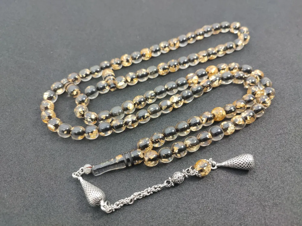 Furkan Gül Usta Eseri̇ Yeni̇lebi̇li̇r Altın Parcacıklı Ateş Kehri̇bar Namaz Tesbi̇hi̇