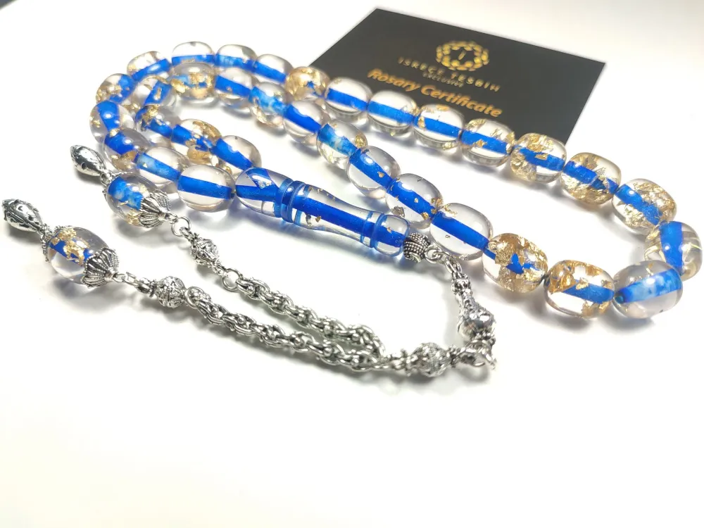 Gümüş Kaplama Püskül Kombi̇nli̇ Yeni̇lebi̇li̇r Altın Parçacıklı Ateş Kehri̇bar küçük resim 2