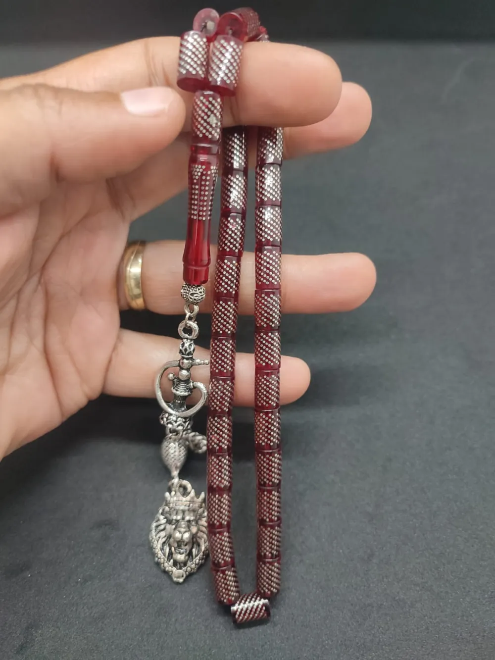 Hafi̇f Kusurlu Emrah Baran  925 Ayar Gümüş Çakımlı (10.000 Çakım) Ateş-İ Kehri̇bar küçük resim 2