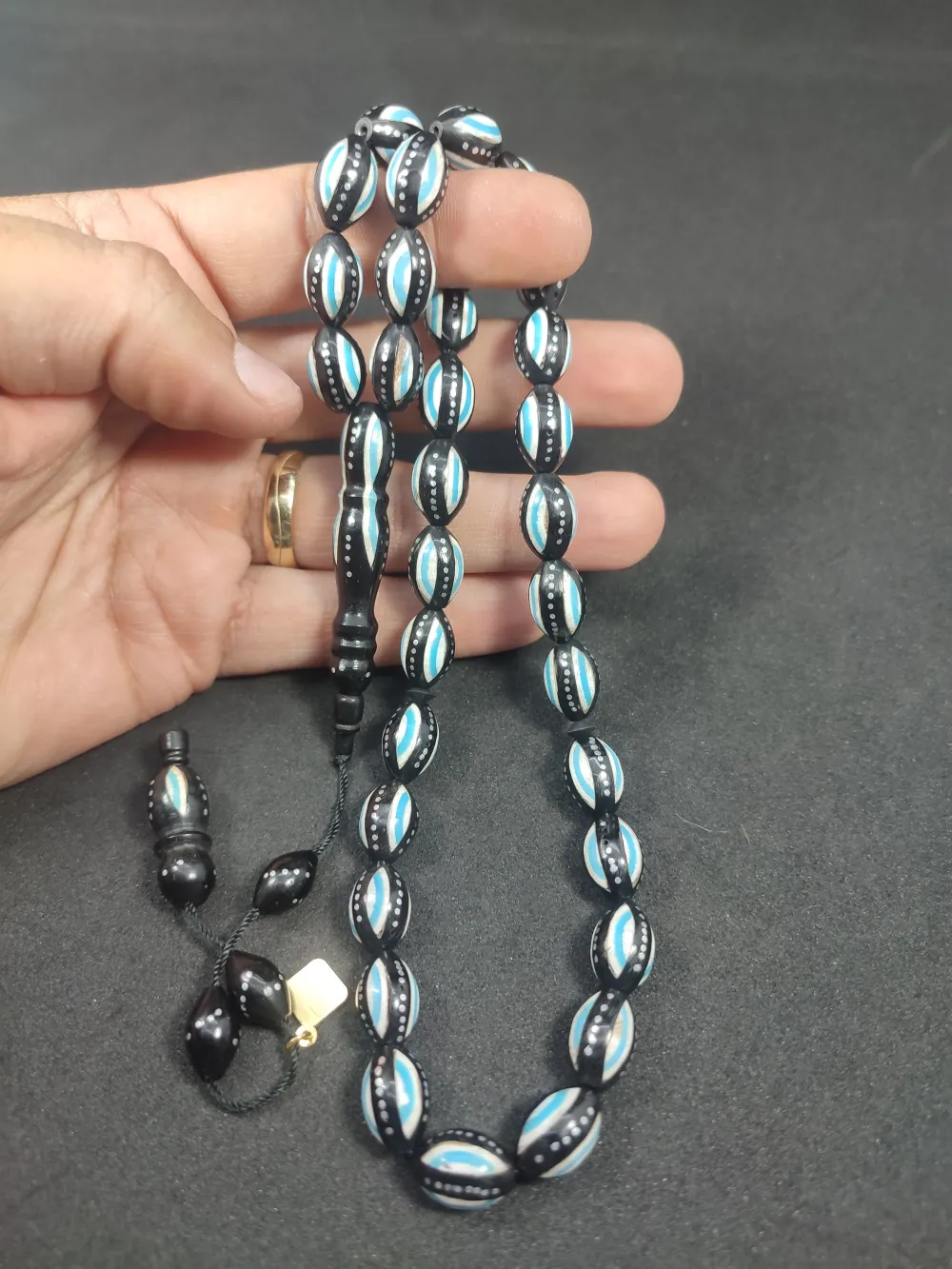 Hakan Kaya Usta Eseri̇ 4'Lü Gümüş Yarma Gümüş Çakımlı Mi̇neli̇ İnci̇ Si̇yahı Kuka küçük resim 4