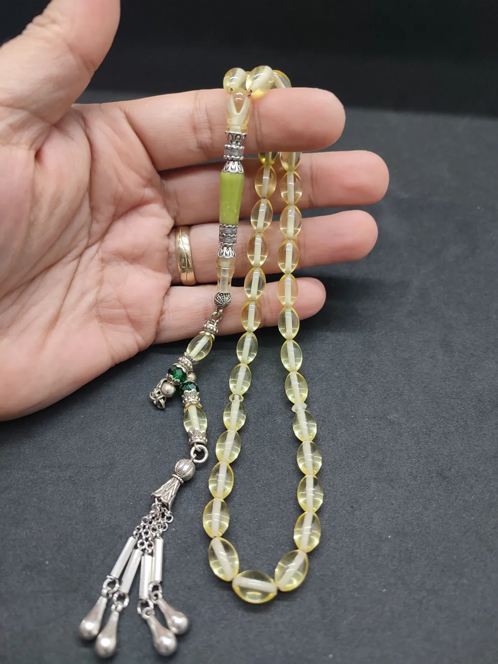 Şevket Alkan Usta Eseri̇ Gümüş Nakkaş İşlemeli̇ Alman Oyun Zar Kehri̇barı küçük resim 4