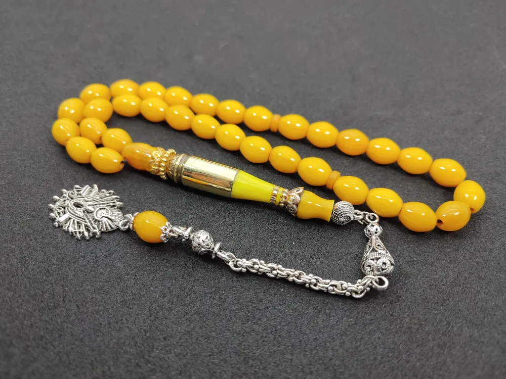 İmame Mermi̇ Kovanı Ve 925 Ayar Gümüş Nakkaş Kombi̇nli̇ Sıkma Kehri̇bar küçük resim 2