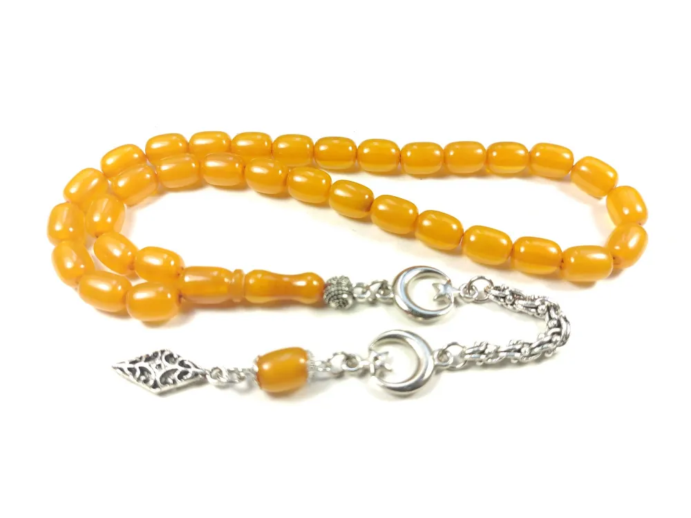 Gümüş Kaplama Püsküllü Çi̇ft Zımpara Çi̇ft Kat Ci̇lalı Sıkma Kehri̇bar küçük resim 2