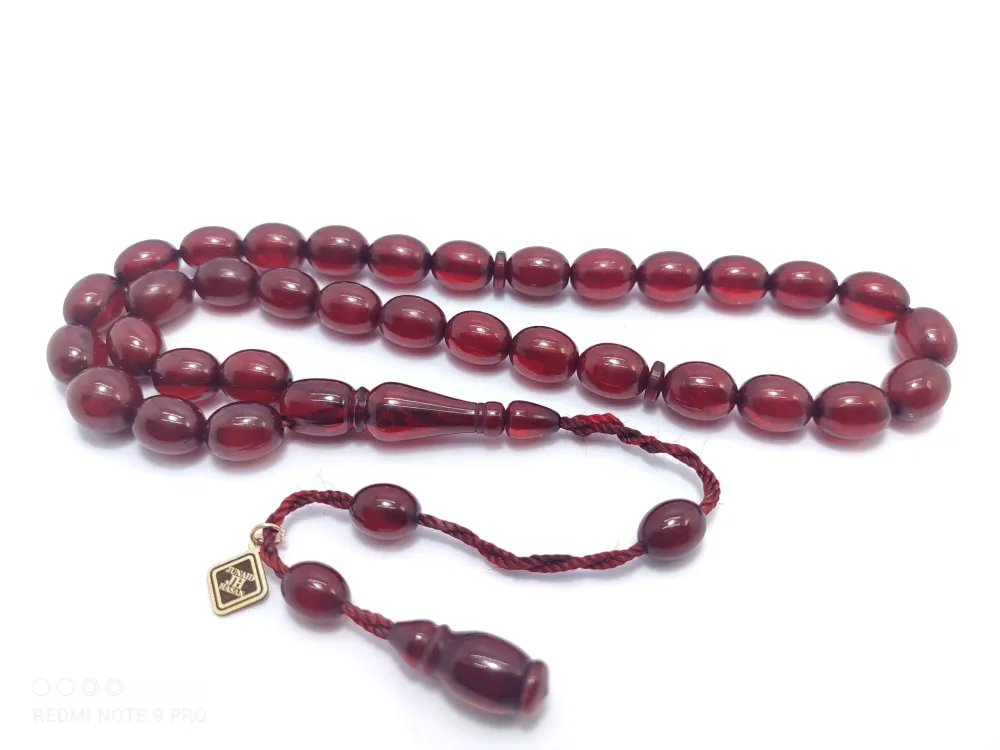 Junai̇d Hasan Usta İşi̇ İmzalı Eski̇ Usul  Sıkma Kehri̇bar küçük resim 3