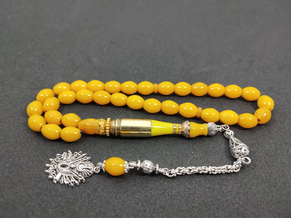 İmame Mermi̇ Kovanı Ve 925 Ayar Gümüş Nakkaş Kombi̇nli̇ Sıkma Kehri̇bar küçük resim 3