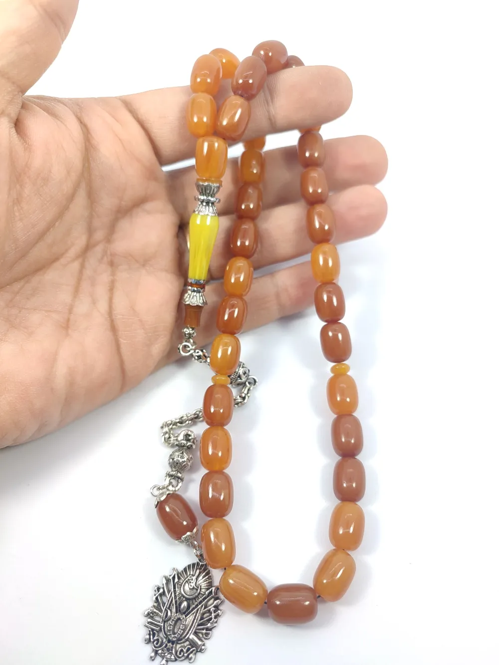 Şevket Alkan Usta İşi̇ 925 Ayar Gümüş Nakkaş İmame  Sıkma Kehri̇bar küçük resim 4