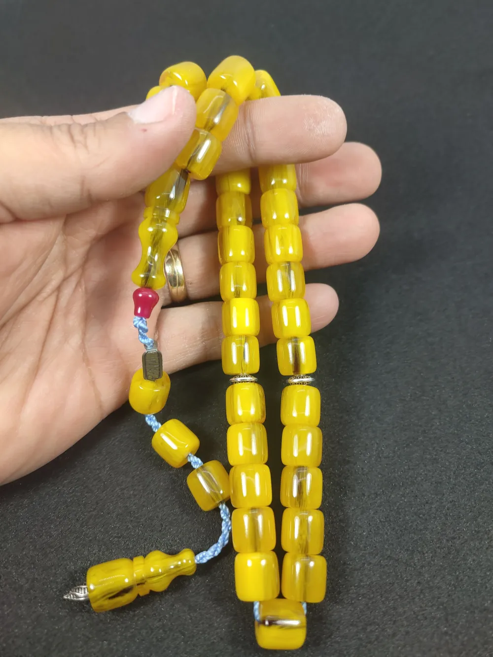 Zeyzun Usta Eseri̇ Di̇k Damar (İmza Çi̇vi̇ Ara Pulları Gümüş) Sıkma Kehri̇bar küçük resim 4