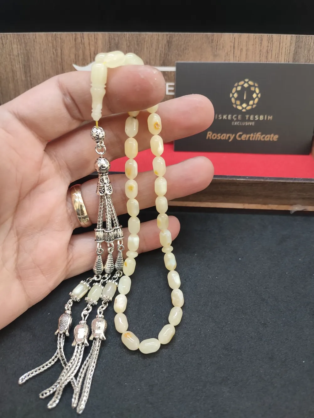 Ahşap Kutulu 475 Ayar Gümüş Püsküllü Kali̇ngrad Kaya Damla 9.11 Gr. küçük resim 4