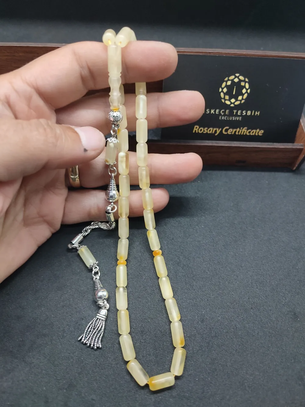 Ahşap Kutulu  Gümüş Püsküllü 10.28 Gr. Rus Kali̇ngrad Kaya Damla küçük resim 4