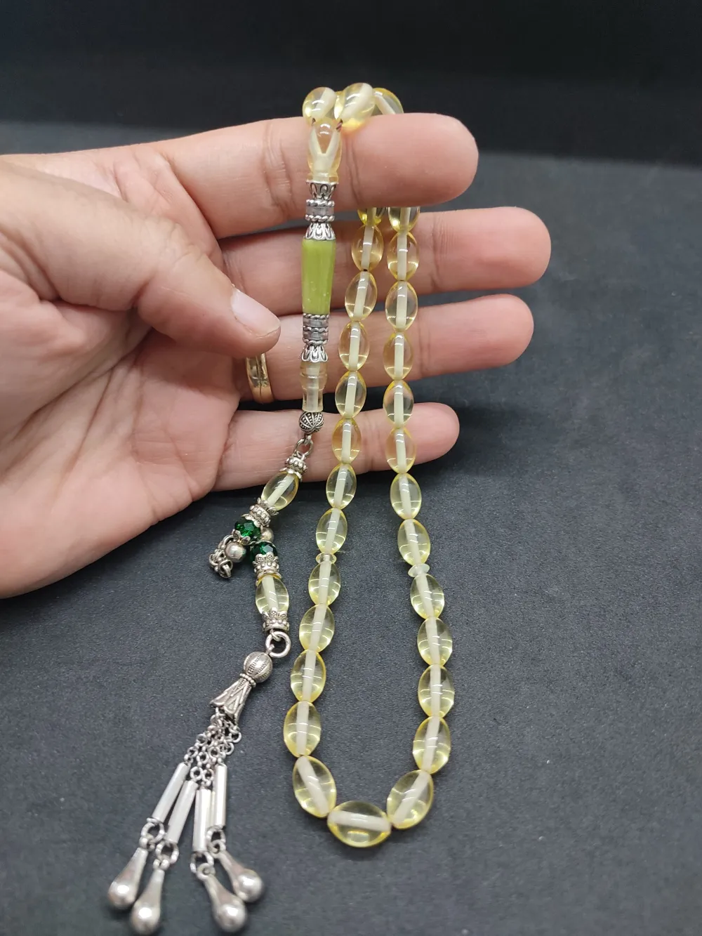 Şevket Alkan Usta Eseri̇ Gümüş Nakkaş İşlemeli̇ Alman Oyun Zar Kehri̇barı küçük resim 5