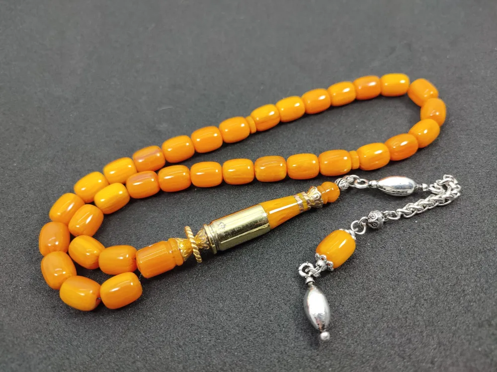 İmame Mermi̇ Kovanı Ve 925 Ayar Gümüş Nakkaş Kombi̇nli̇ Sıkma Kehri̇bar