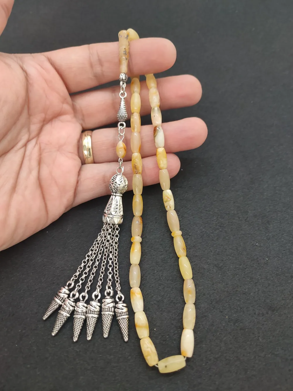 Kaçkar Usta Eseri̇ 16.81 Gr 475 Ayar Gümüş Püsküllü 10.86 Gr Mat Kaya Damla küçük resim 5