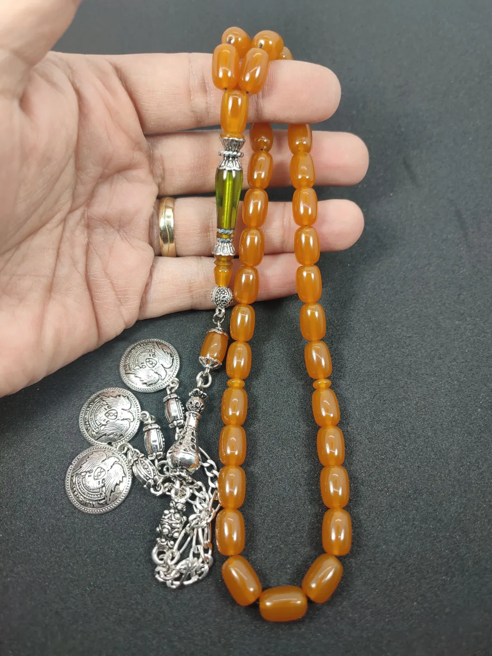 Şevket Alkan Usta İşi̇ 925 Ayar Gümüş Nakkaş İmame  Sıkma Kehri̇bar küçük resim 4