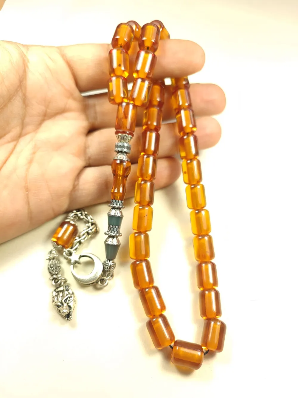 925 Ayar Gümüş Nakkaş İmame Sıkma Kehri̇bar küçük resim 4