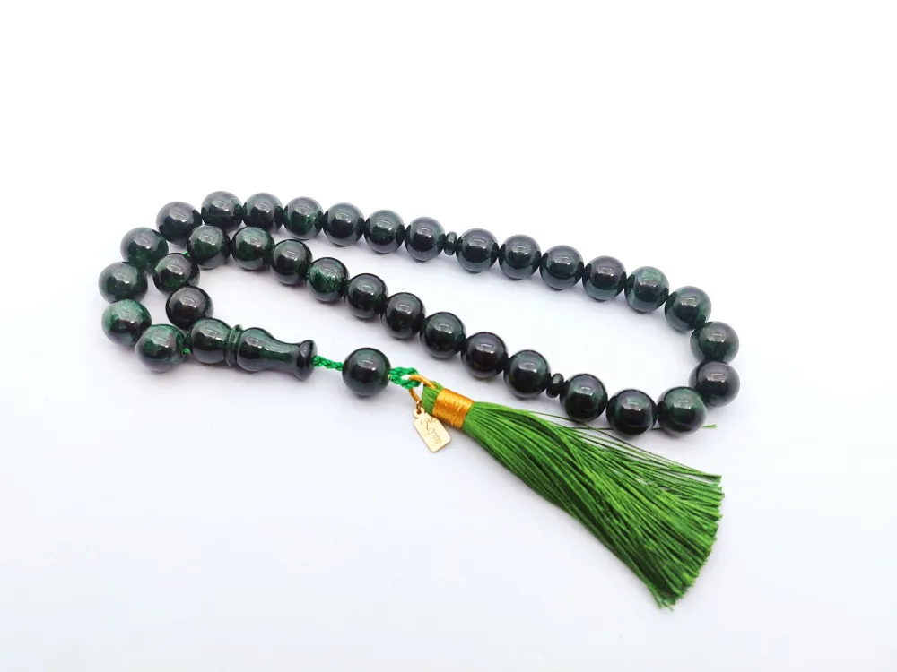 Ebu Zeyn Usta Eseri̇ İmzalı İri̇ Boy 12 Kat İpe Di̇zi̇li̇ Eski̇ Usul Sıkma Kehri̇bar