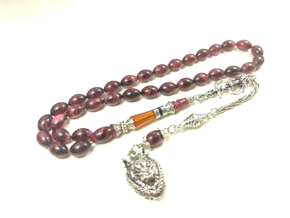 925 Ayar Gümüş Nakkaş İp Yolu Eski̇tme Multi̇ Color Sıkma Kehri̇bar küçük resim 3