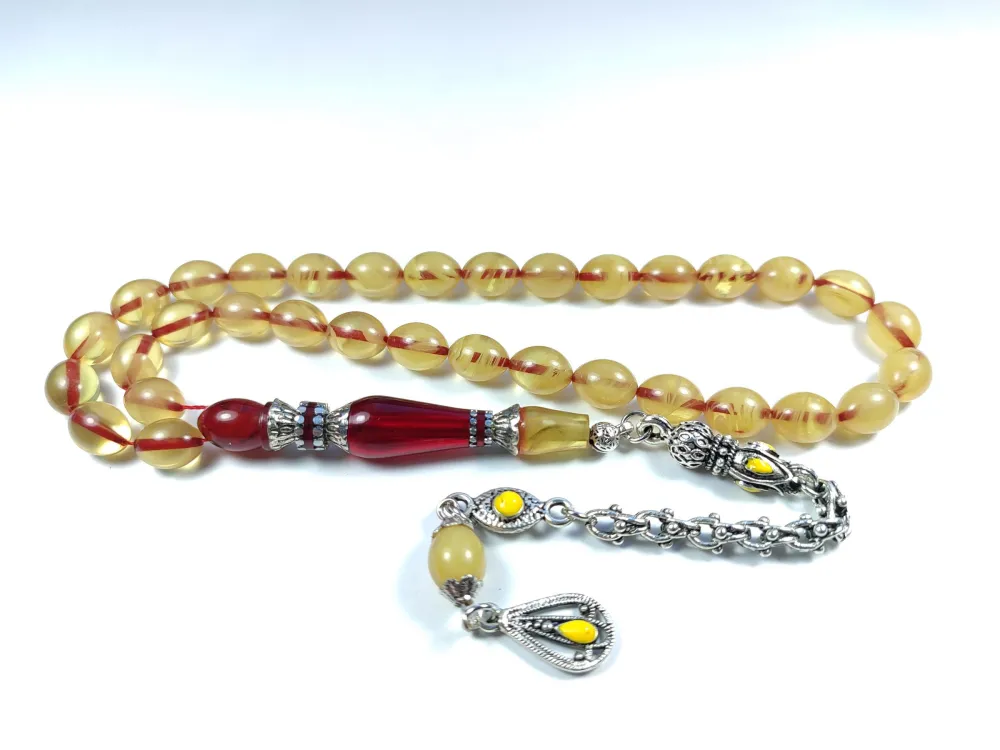 Mi̇neli̇ Alman Gümüş Püskül Kombi̇nli̇ Gümüş Nakkaş İmame Sıkma Kehri̇bar