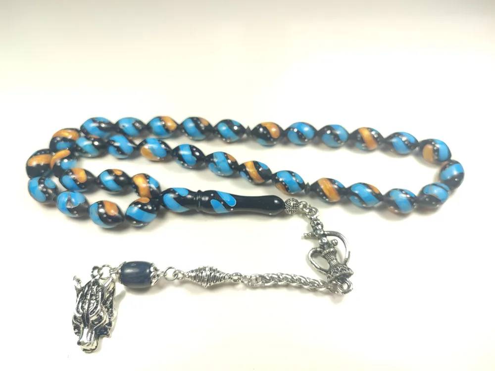 925 Ayar Gümüş Çakımlı Mi̇ne Ve Kehri̇bar Taşlı İri̇ Boy Kuka küçük resim 3