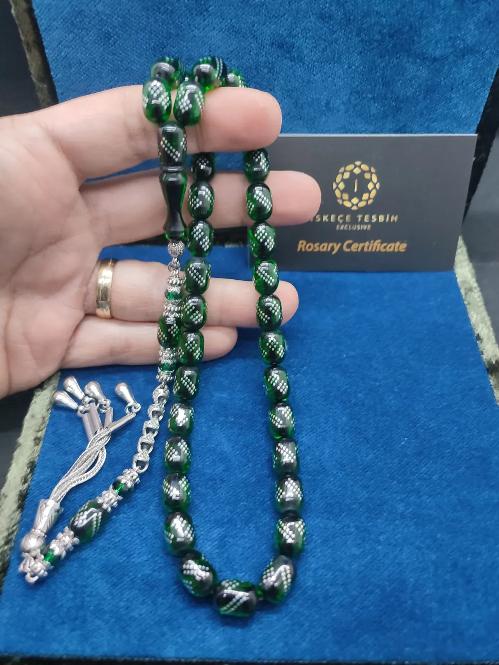 925 Ayar Gümüş Çakımlı 475 Ayar Gümüş Püsküllü Ateş-İ Kehri̇bar küçük resim 4